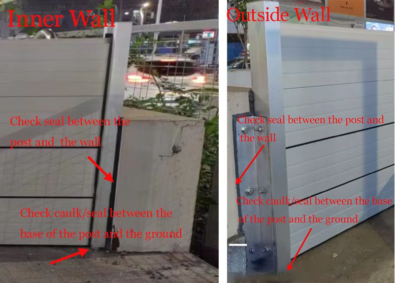 Visually examine the caulking around the mounting posts