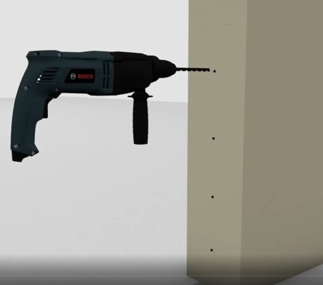 Use a drill (12mm) to drill a hole in the wall.