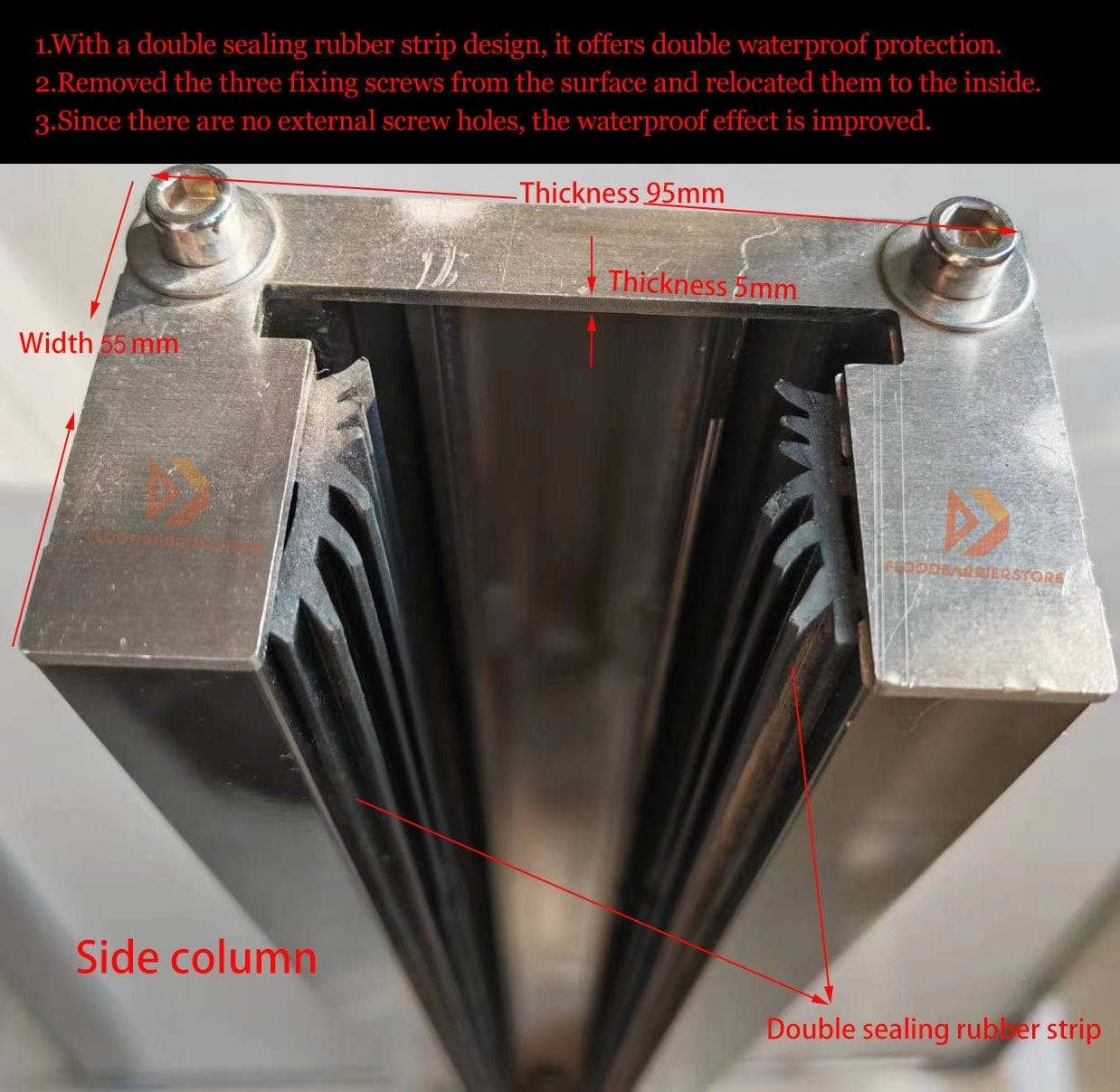 Flood barrier side column