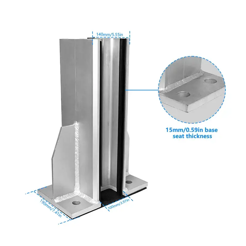 Center post for an aluminum flood barrier system up to 118.11 inches high