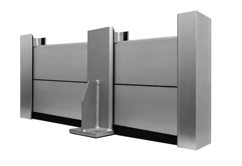 aluminum flood barrier with panels and support posts
