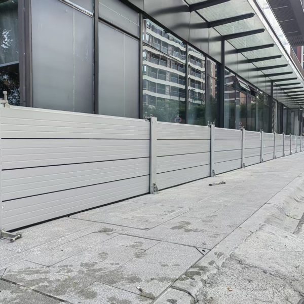 Removable aluminum flood barrier for warehouse entrance in Stanwood Washington